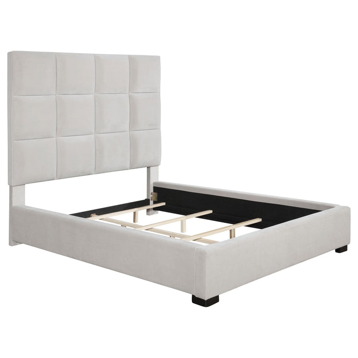 Panes Eastern King Tufted Upholstered Panel Bed Beige image