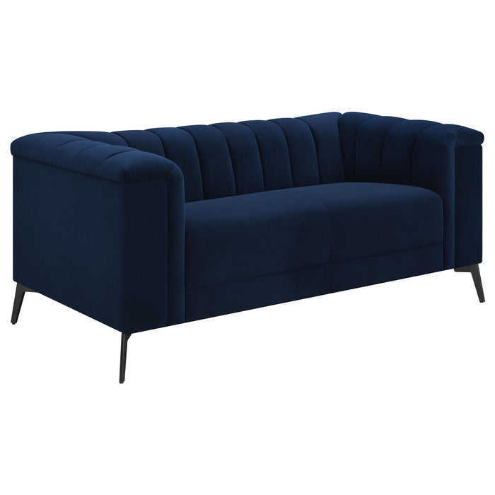 Chalet Tuxedo Arm Loveseat Blue image