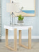 Pala Rectangular End Table with Sled Base White High Gloss and Natural image