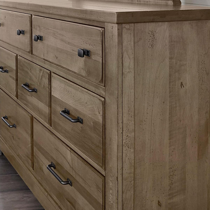 Vaughan-Bassett Cool Rustic 7 Drawer Dresser in Stone Grey