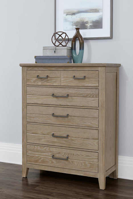 Vaughan-Bassett Passageways Deep Sand 5 Drawer Chest in Medium Brown