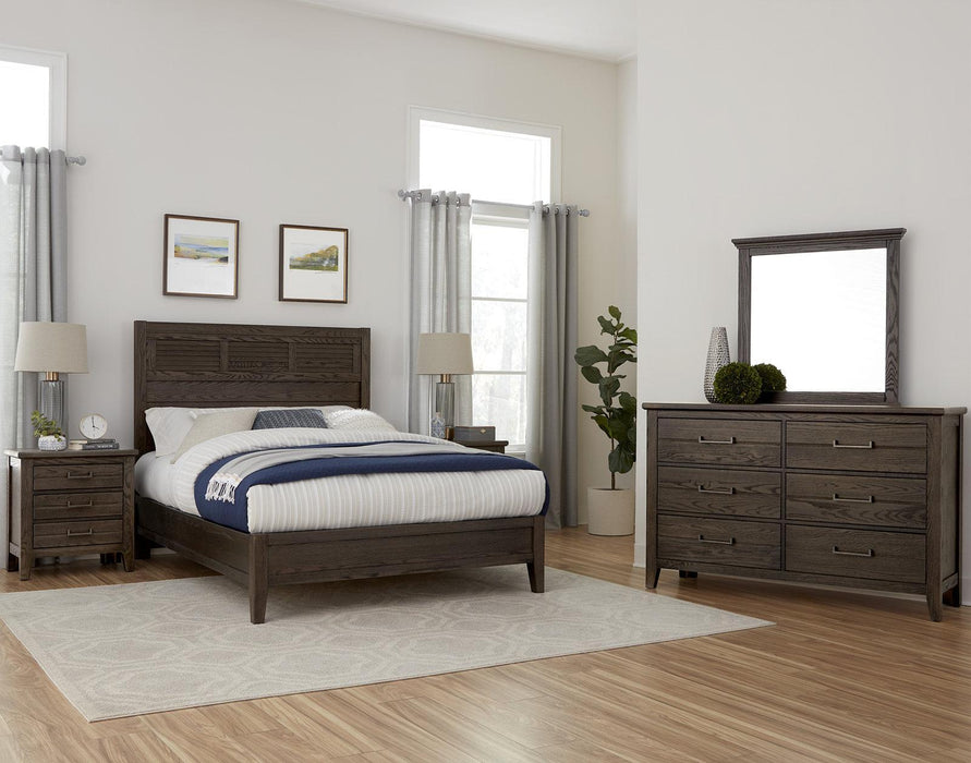 Vaughan-Bassett Passageways Charleston Brown California King Louvered Bed with Low Profile Footboard in Dark Brown